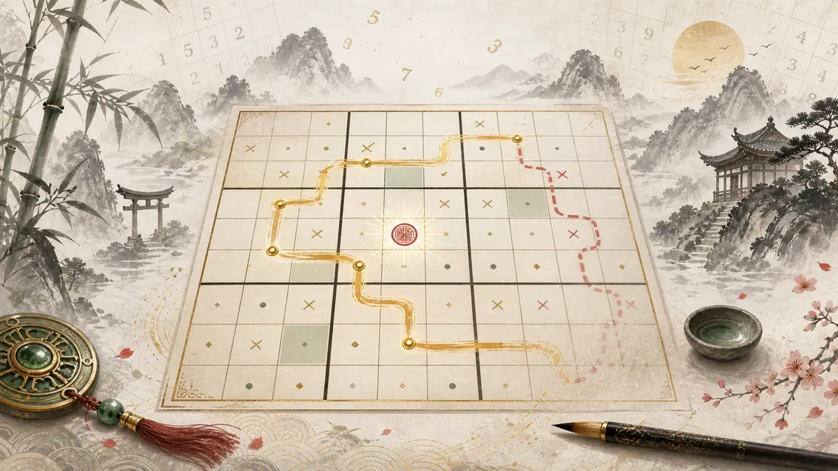 Japanese-inspired Sudoku artwork for Logic solving