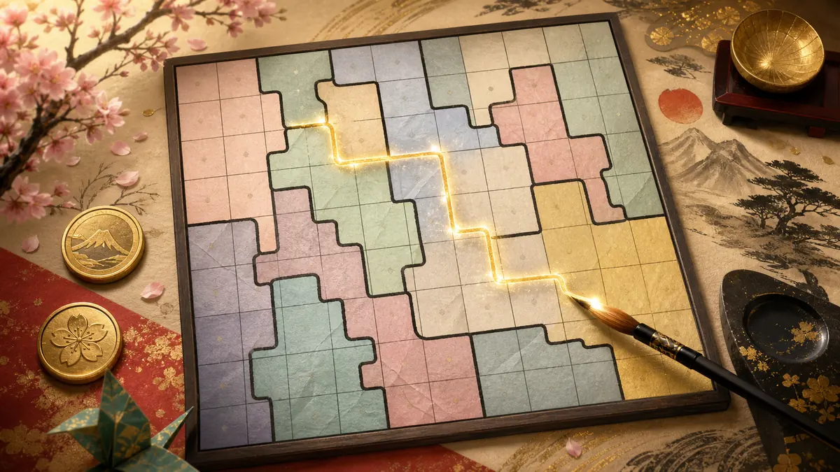 Japanese-style Jigsaw Sudoku irregular region artwork for ZUDOKU