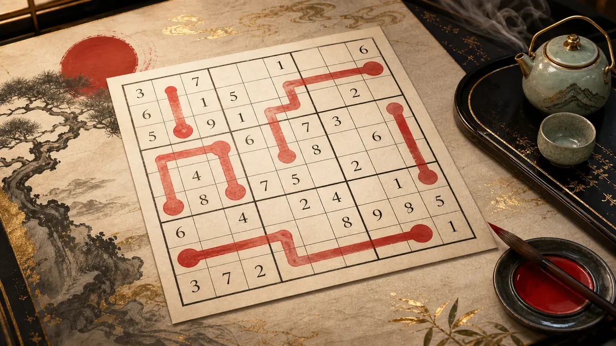 Japanese-style Thermo Sudoku thermometer path artwork for ZUDOKU